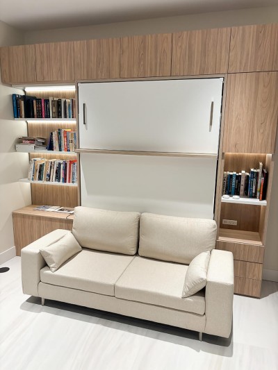ROYAL Queen Wall Bed with Sectional Sofa, Wardrobes and Bookcases